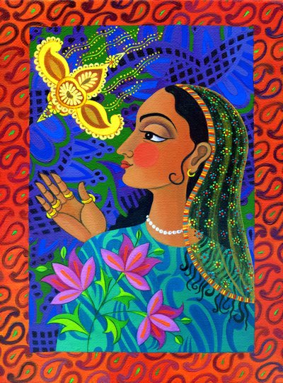 Maharani met gele vogel, 2011 door Jane Tattersfield